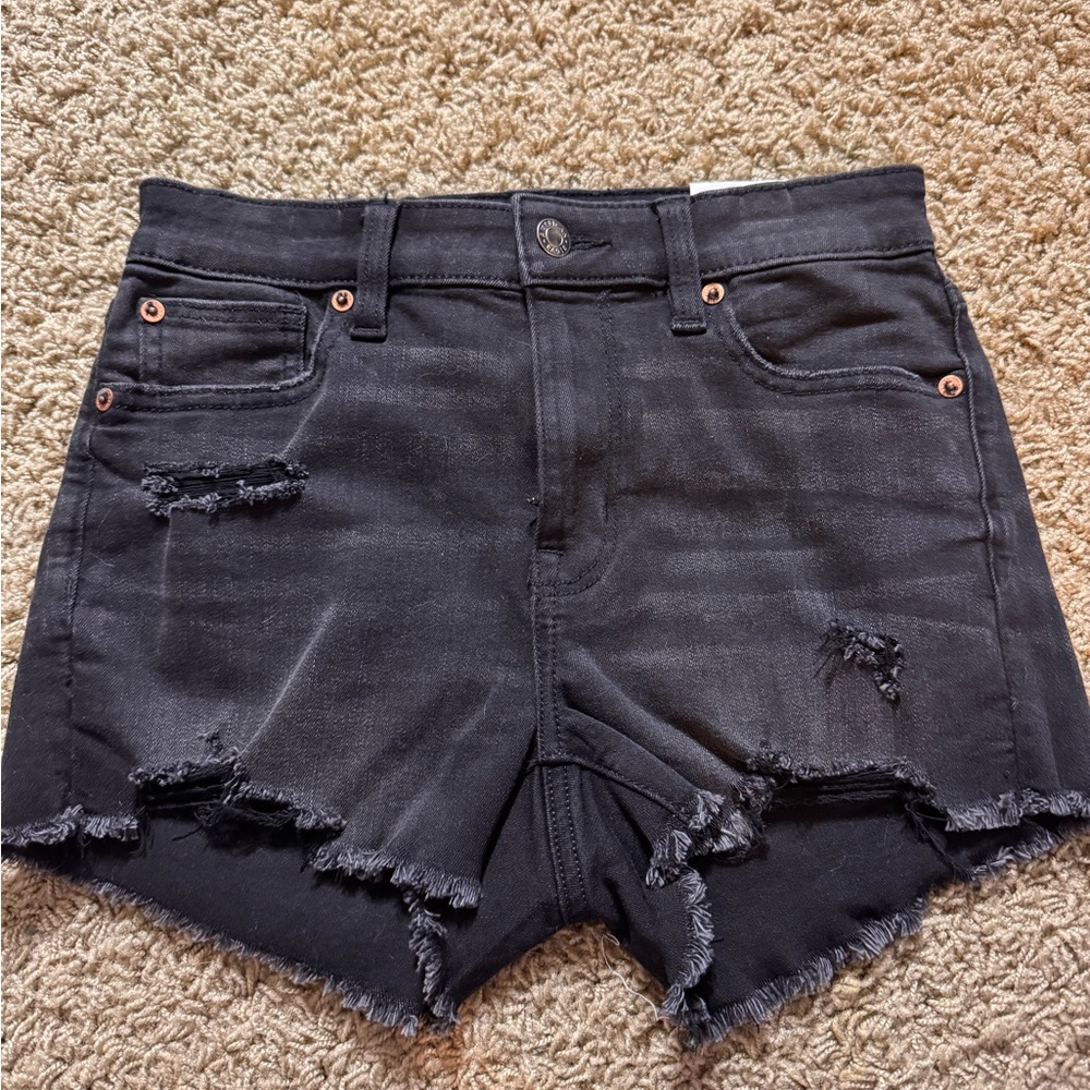American Eagle Outfitters Black Distressed Jean Shorts